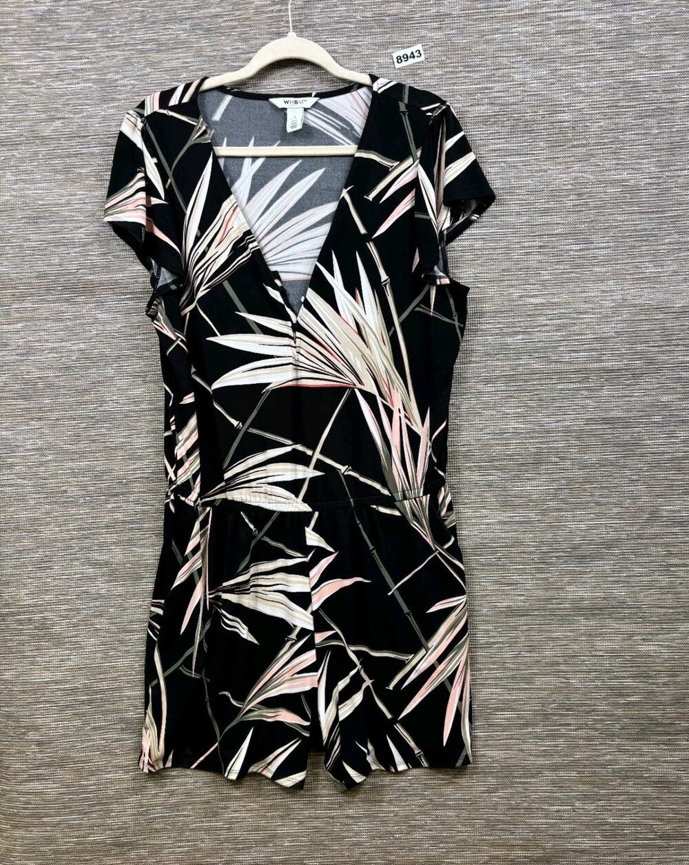 White House Black Market Romper Size L Black Floral Strech One Piece Summer